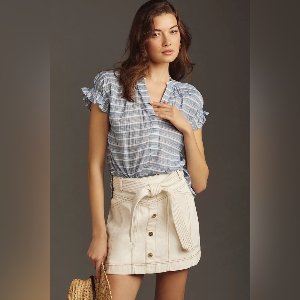 NWT Size SP - The Tatum Flutter-Sleeve Blouse by Pilcro: Cotton Edition